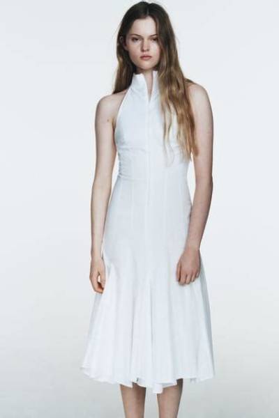 How to Style the Zara Godet Halter Midi Dress for Vacations, Weddings, and Events